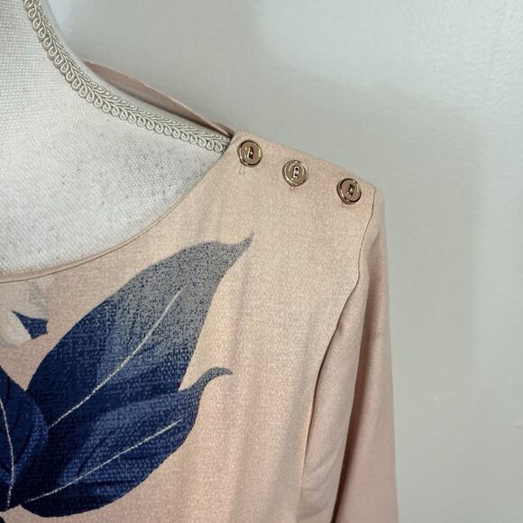 Charter Club Top Pullover sz Large Mauve Pink Blue Floral Stretch Career Casual - Picture 5 of 9